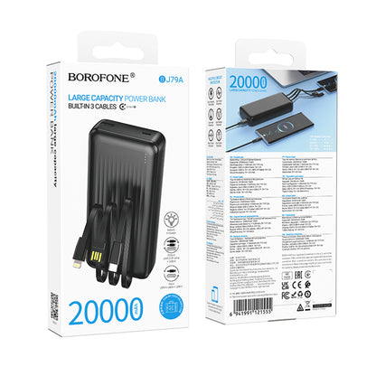 Zunanja baterija Borofone BJ79 Clever, 20000mAh, 10W, 1 x Lightning - 1 x USB-A - 1 x USB-C, črna