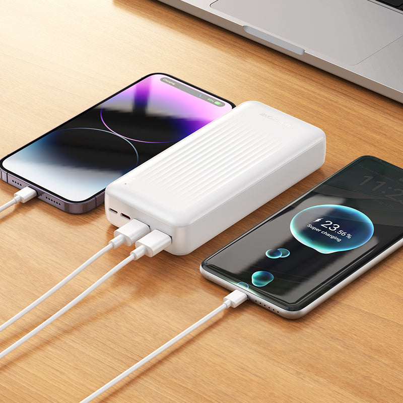 Zunanja baterija Borofone BJ80A Clever, 20000mAh, 22.5W, QC + PD, 1 x USB-C - 2 x USB-A, Bela
