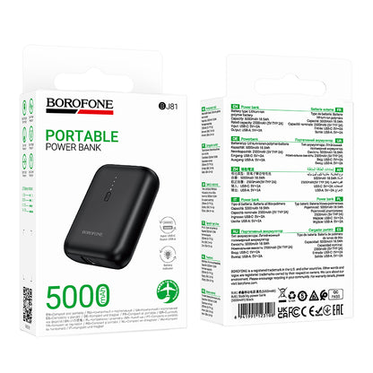 Zunanji akumulator Borofone BJ81 Stability, 5000mAh, 10W, 1 x USB-A, Črn