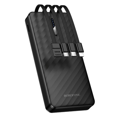 Zunanji akumulator Borofone BJ84 Smooth, 10000mAh, 10W, 1 x Lightning - 1 x microUSB - 1 x USB-A - 1 x USB-C, Črna
