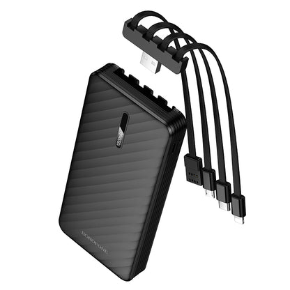 Zunanji akumulator Borofone BJ84 Smooth, 10000mAh, 10W, 1 x Lightning - 1 x microUSB - 1 x USB-A - 1 x USB-C, Črna