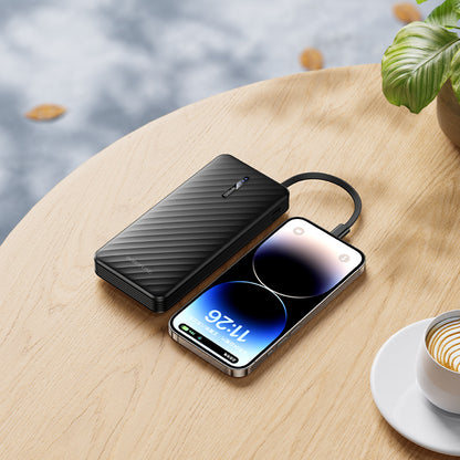 Zunanji akumulator Borofone BJ84 Smooth, 10000mAh, 10W, 1 x Lightning - 1 x microUSB - 1 x USB-A - 1 x USB-C, Črna