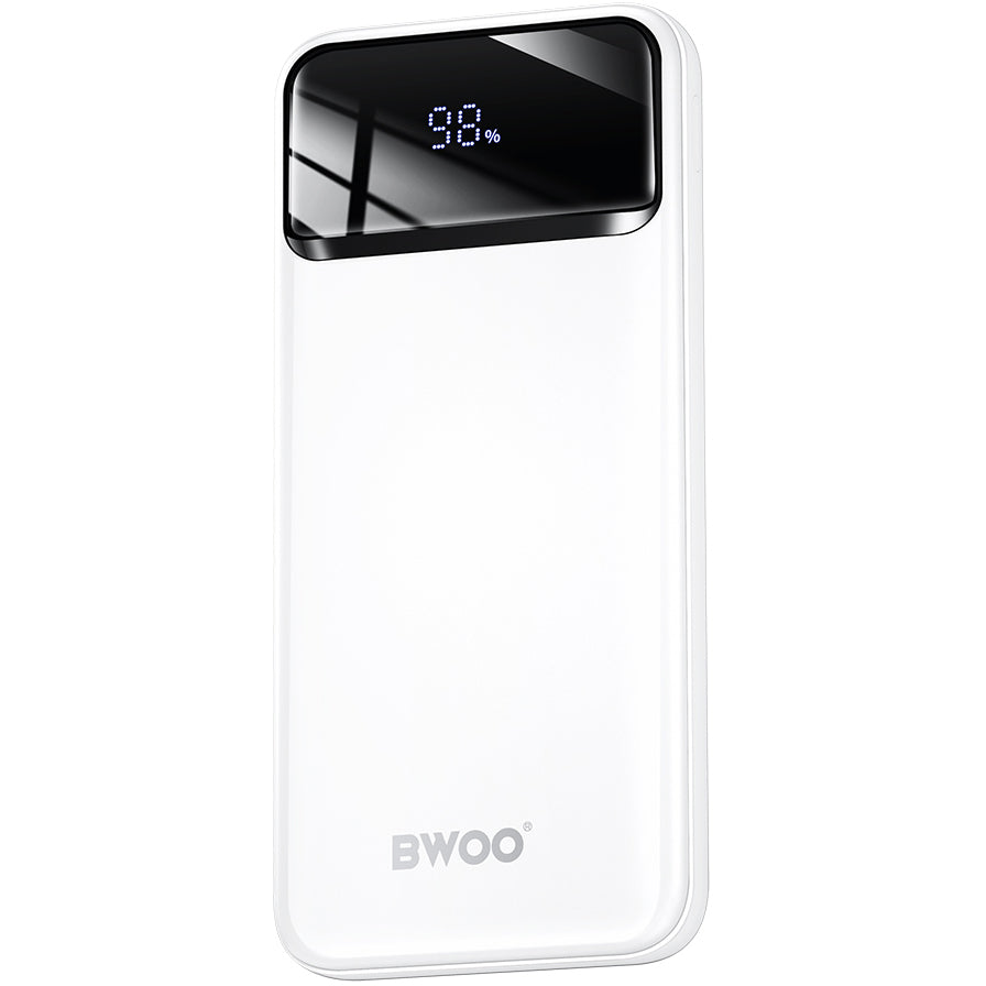 Zunanji akumulator BWOO BO-P34, 10000mAh, 22,5W, QC + PD, 1 x USB-C - 2 x USB-A, bela
