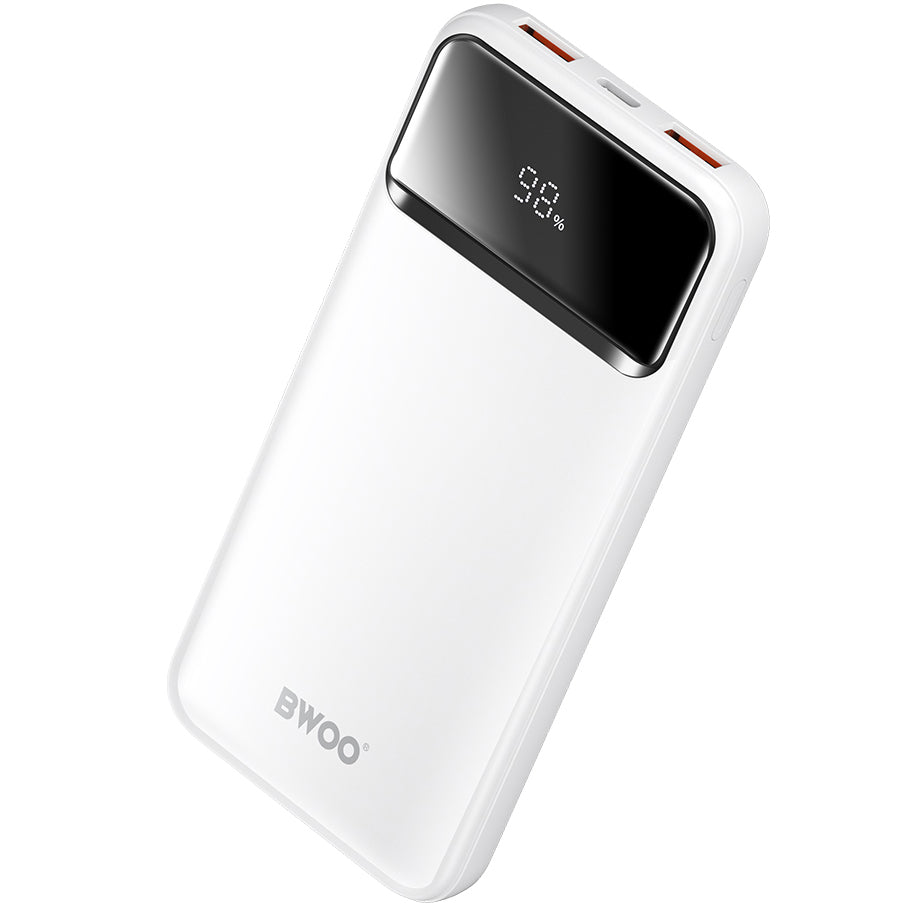 Zunanji akumulator BWOO BO-P34, 10000mAh, 22,5W, QC + PD, 1 x USB-C - 2 x USB-A, bela