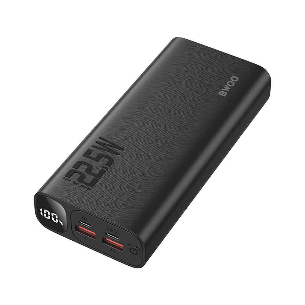Zunanja baterija BWOO BO-P44, 20000mAh, 22.5W, QC + PD, 1 x USB-C - 2 x USB-A, Črna
