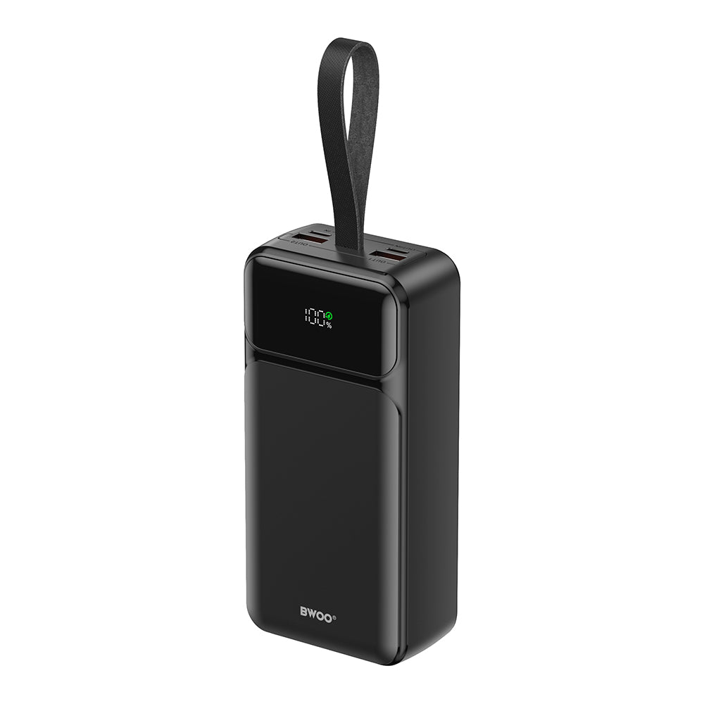 Zunanja baterija BWOO BO-P66, 30000mAh, 65W, QC + PD, 1 x USB-C - 2 x USB-A, Črna