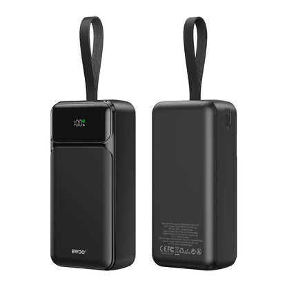 Zunanja baterija BWOO BO-P66, 30000mAh, 65W, QC + PD, 1 x USB-C - 2 x USB-A, Črna