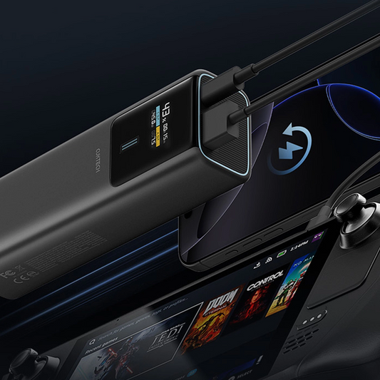 Zunanja baterija Cuktech, 10000mAh, 150W, QC + PD, 1 x USB-A - 1 x USB-C, Črna CKPB100PGLBL