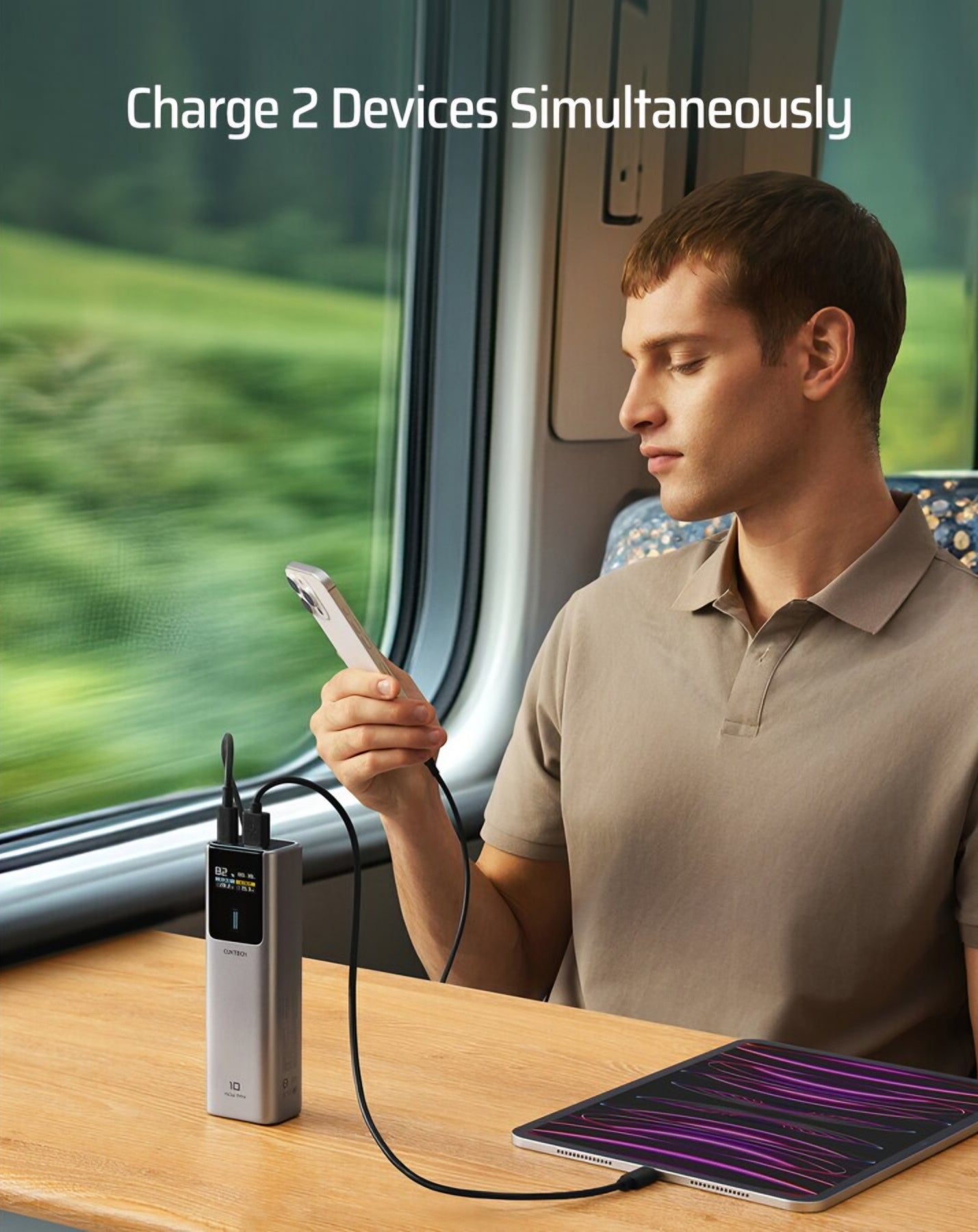 Zunanja baterija Cuktech, 10000mAh, 150W, QC + PD, 1 x USB-A - 1 x USB-C, Siva CKPB100PGLBK