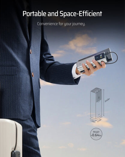 Zunanja baterija Cuktech, 10000mAh, 150W, QC + PD, 1 x USB-A - 1 x USB-C, Siva CKPB100PGLBK