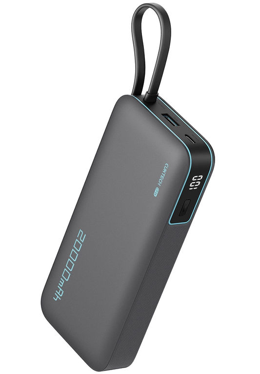 Zunanja baterija Cuktech, 20000mAh, 55W, QC + PD, 1 x USB-A - 2 x USB-C, Siva CUKP200NGLDG