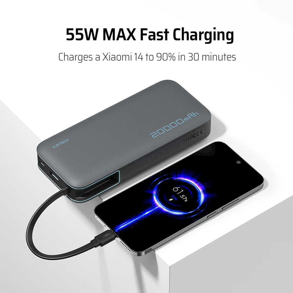 Zunanji akumulator Cuktech LPB200N, 20000mAh, 45W, QC + PD, 1 x USB-A - 2 x USB-C, bela CUKP200NGLLG