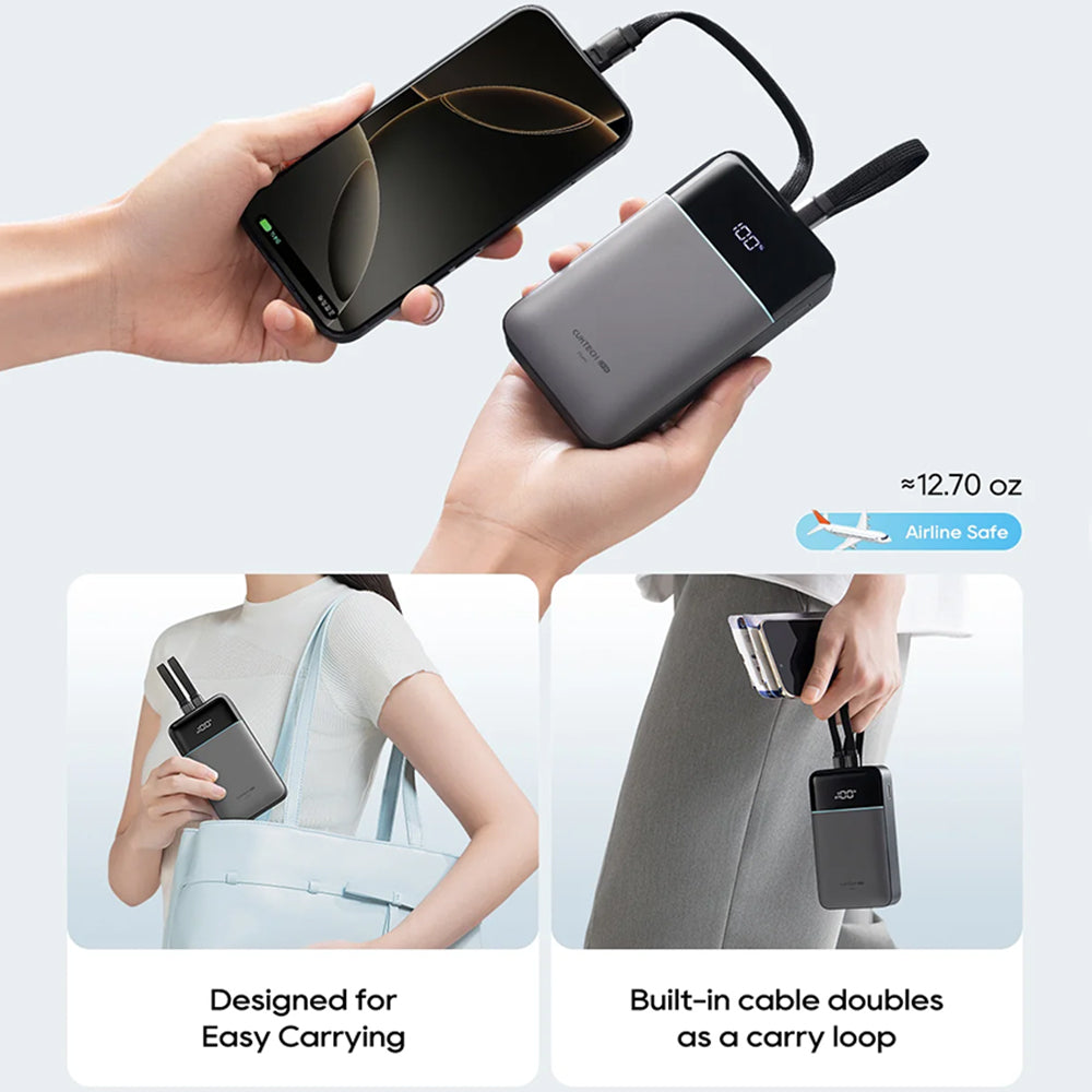Zunanji akumulator Cuktech LPB200NL, 20000mAh, 40W, QC + PD, 1 x Lightning - 1 x USB-A - 2 x USB-C, Siva CKB200NLGLGY