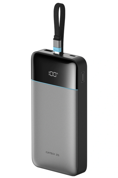 Zunanji akumulator Cuktech LPB252N, 25000mAh, 120W, QC + PD, 1 x USB-A - 2 x USB-C, Siva