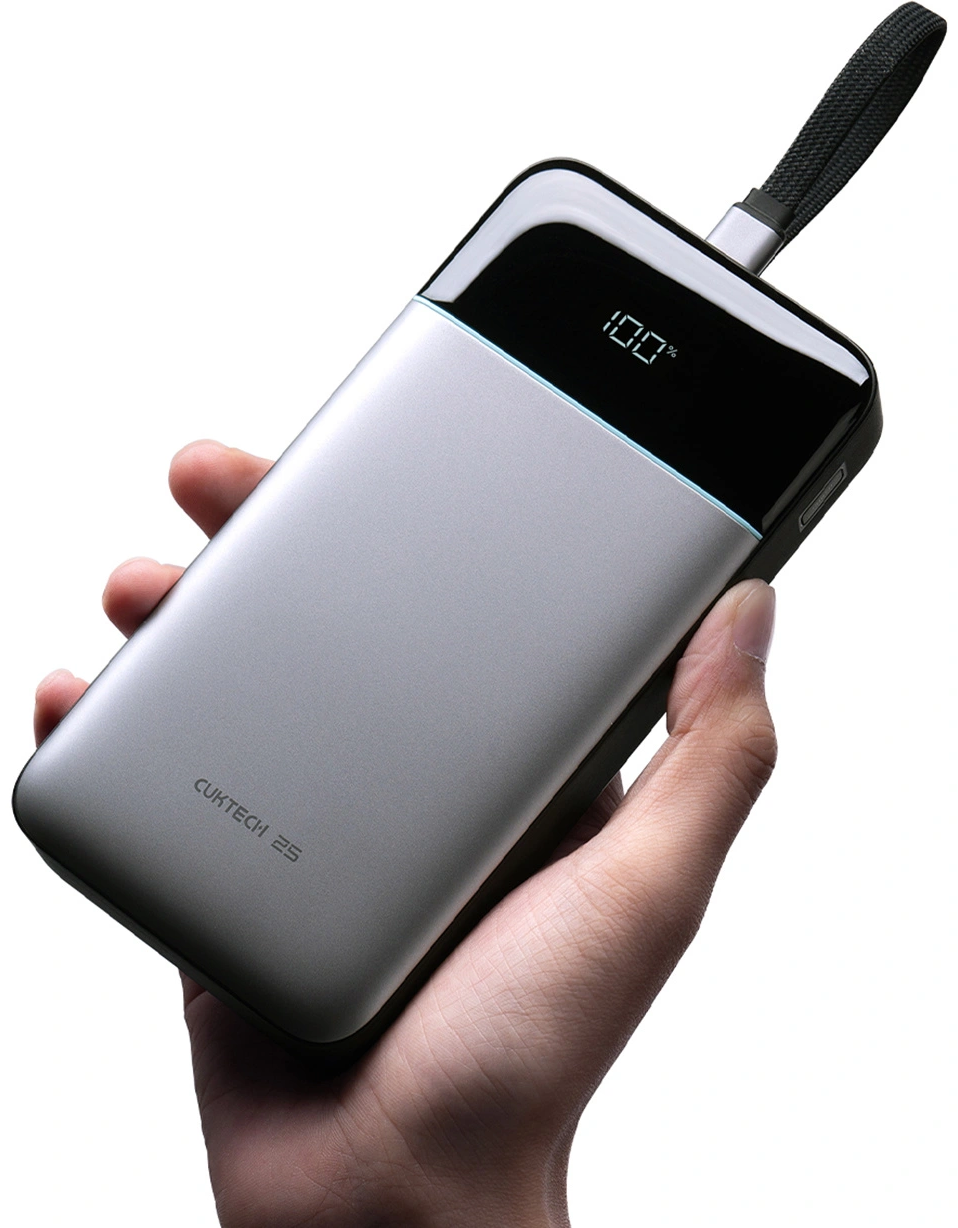 Zunanji akumulator Cuktech LPB252N, 25000mAh, 120W, QC + PD, 1 x USB-A - 2 x USB-C, Siva