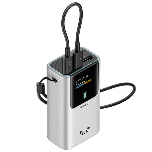 Zunanji akumulator Cuktech PB1055, 10000mAh, 55W, QC + PD, 1 x USB-A - 2 x USB-C, Siva CKPB1055GBTG
