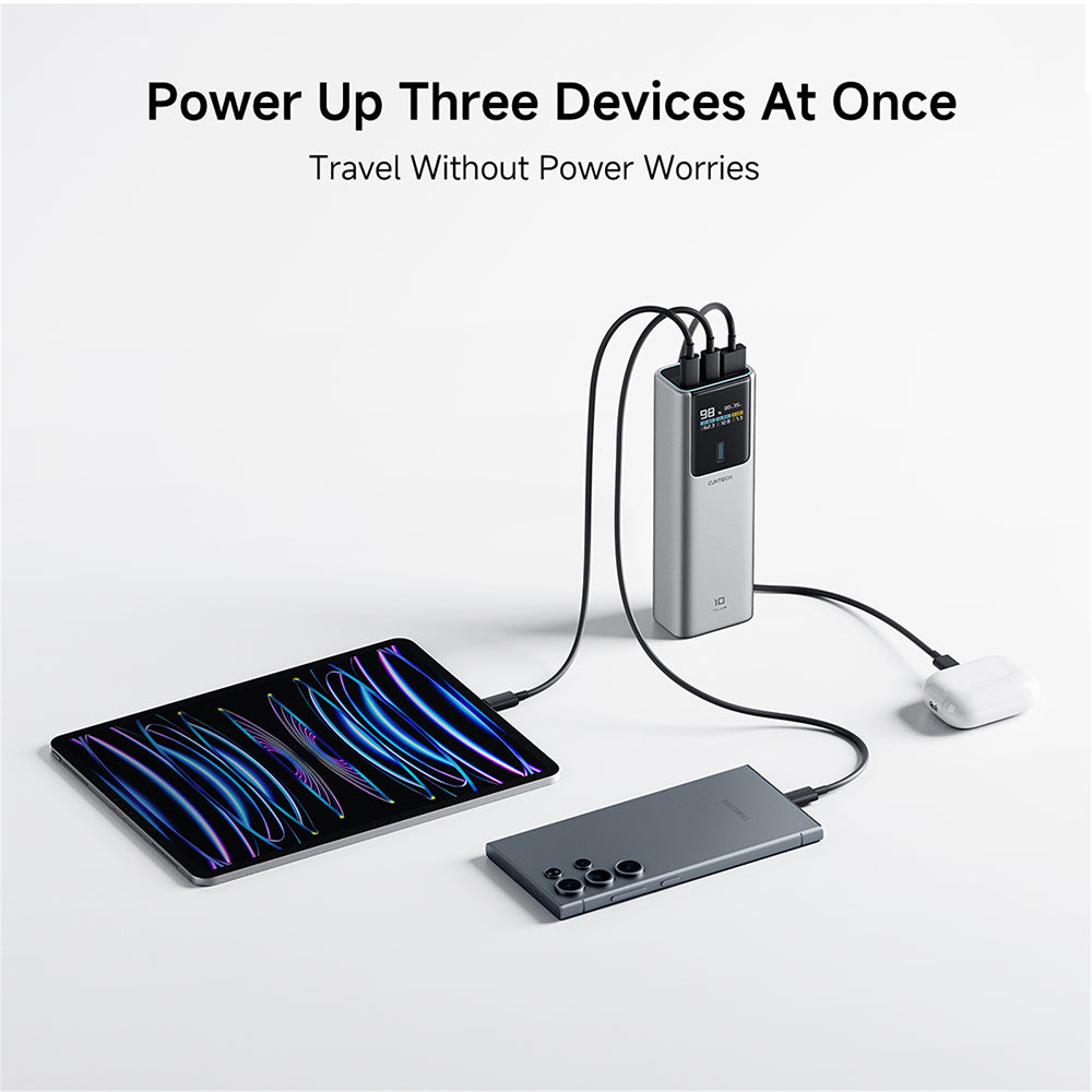 Zunanji akumulator Cuktech PB150P, 15000mAh, 120W, QC + PD, 1 x USB-A - 2 x USB-C, Siva CKPB150POSGR