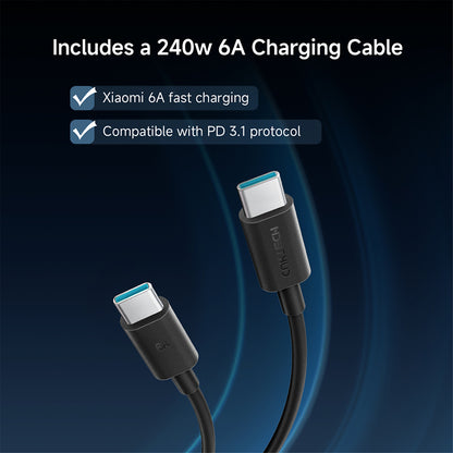 Zunanji akumulator Cuktech PB150P, 15000mAh, 120W, QC + PD, 1 x USB-A - 2 x USB-C, Siva CKPB150POSGR