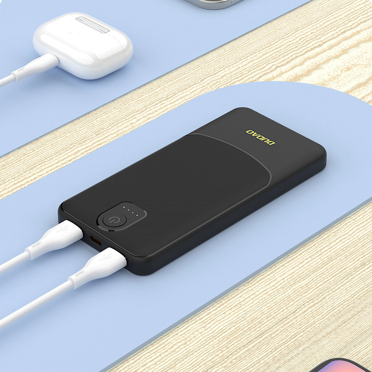 Dudao K10 External Battery, 10000mAh, 12W, 2 x USB-A, Black