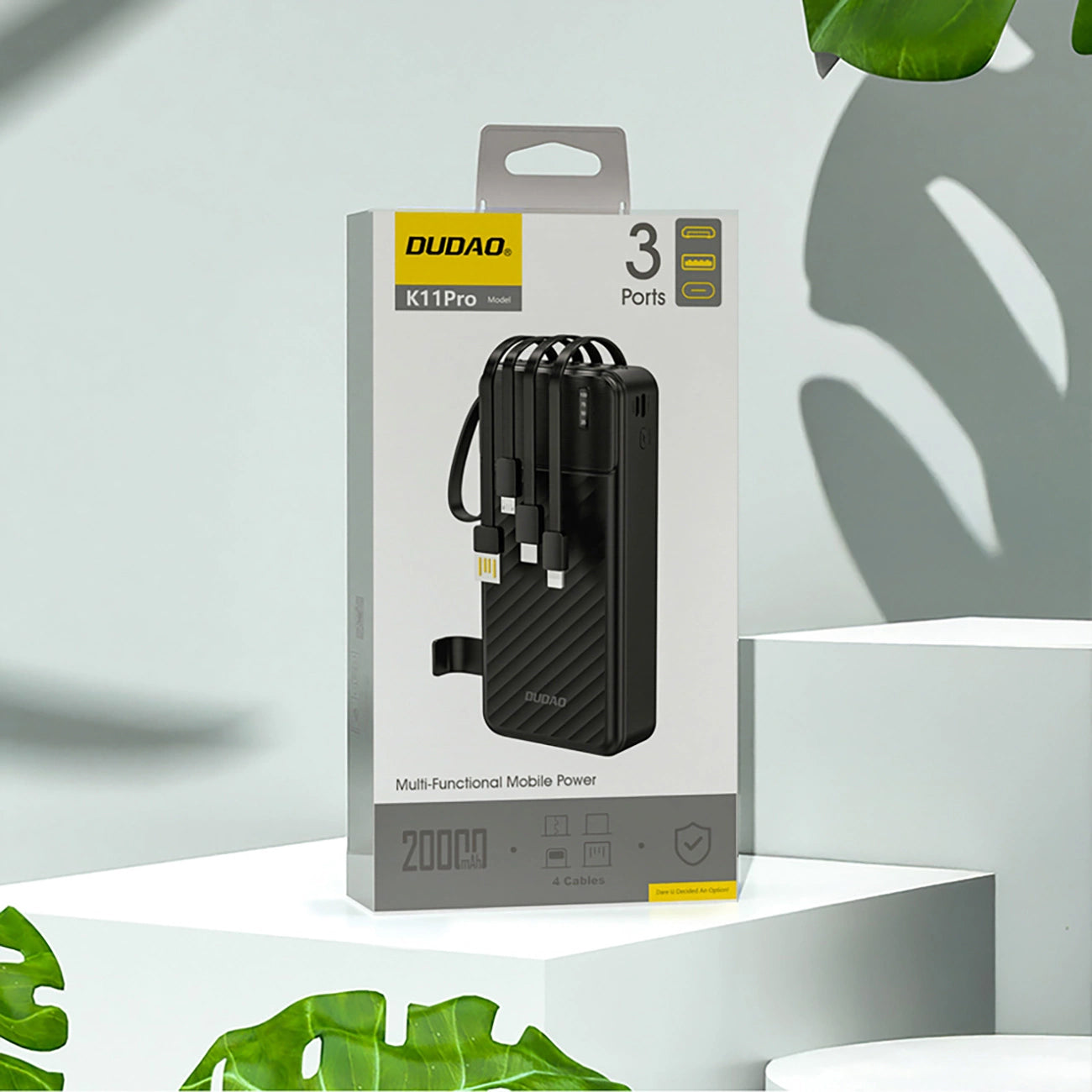 Zunanja baterija Dudao K11 Pro, 20000mAh, 10W, 1 x Lightning - 1 x microUSB - 1 x USB-A - 1 x USB-C, Črna