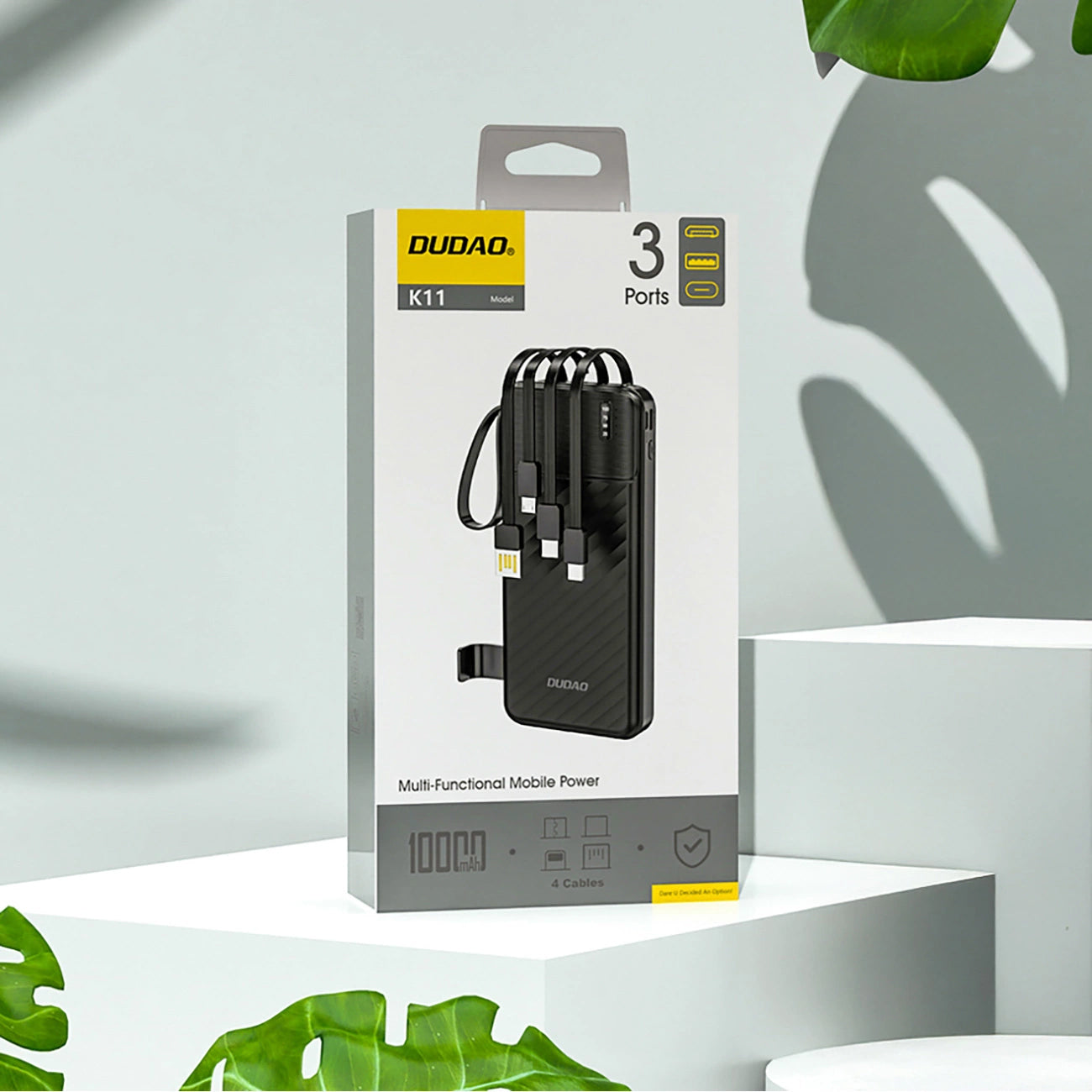 Zunanja baterija Dudao K11, 10000mAh, 10W, 1 x Lightning - 1 x microUSB - 1 x USB-A - 1 x USB-C, Črna