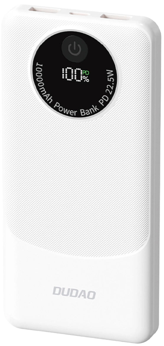 Zunanja baterija Dudao K12, 10000mAh, 22.5W, QC + PD, 1 x USB-C - 2 x USB-A, Bela