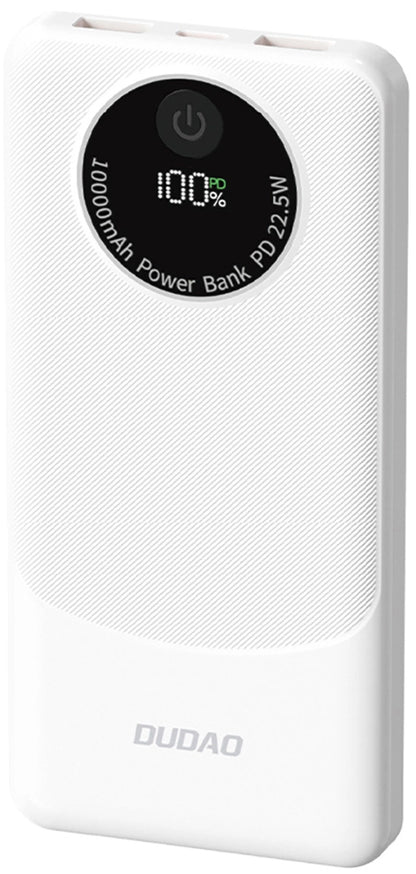 Zunanja baterija Dudao K12, 10000mAh, 22.5W, QC + PD, 1 x USB-C - 2 x USB-A, Bela