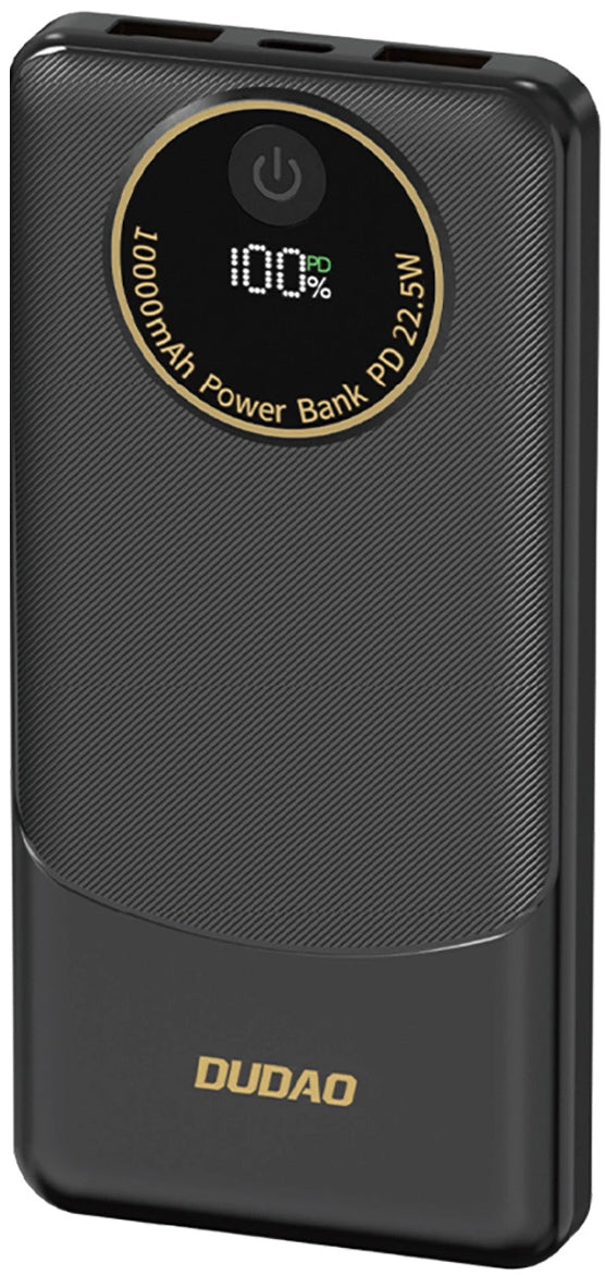 Zunanja baterija Dudao K12, 10000mAh, 22.5W, QC + PD, 1 x USB-C - 2 x USB-A, Črna