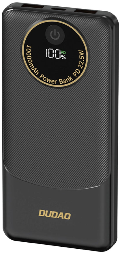 Zunanja baterija Dudao K12, 10000mAh, 22.5W, QC + PD, 1 x USB-C - 2 x USB-A, Črna