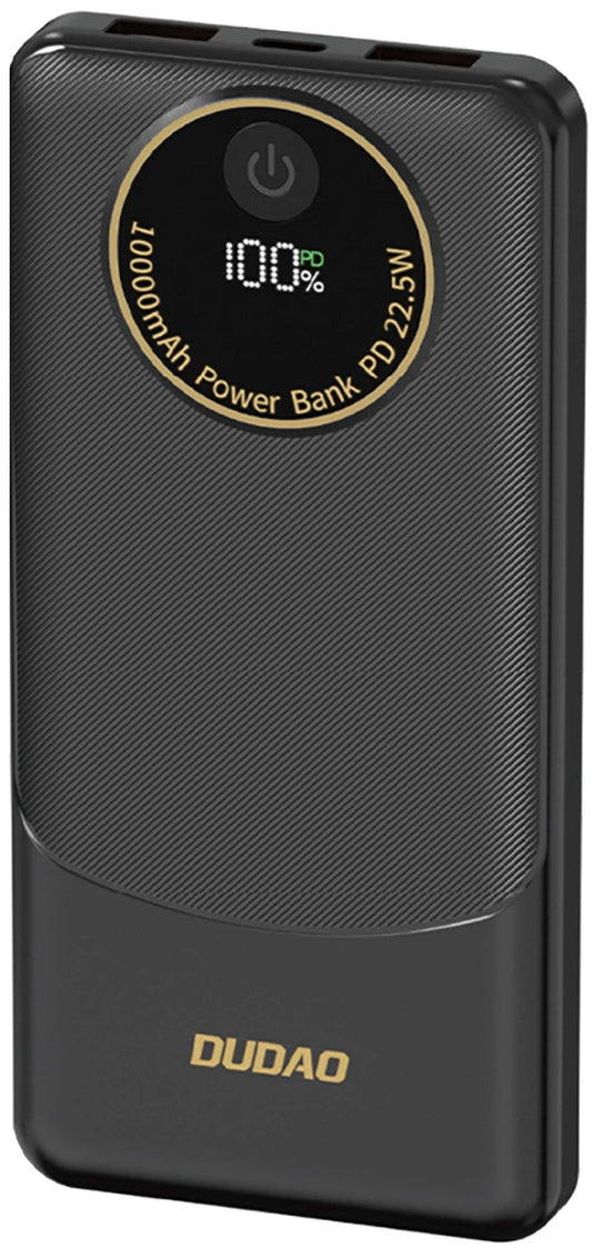 Zunanja baterija Dudao K12, 10000mAh, 22.5W, QC + PD, 1 x USB-C - 2 x USB-A, Črna