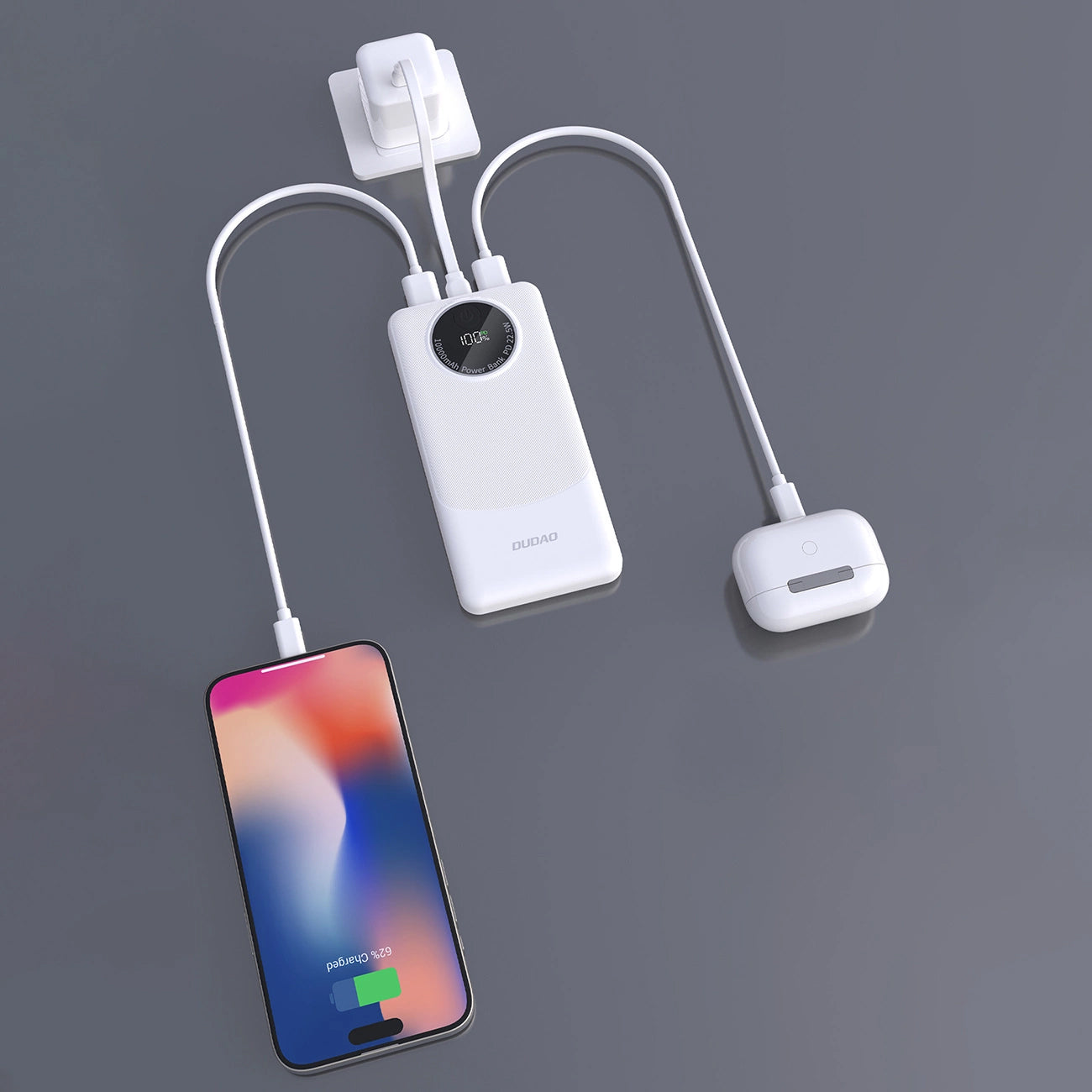 Zunanja baterija Dudao K12, 10000mAh, 22.5W, QC + PD, 1 x USB-C - 2 x USB-A, Črna