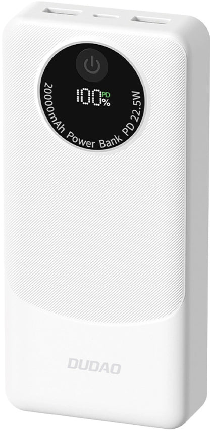 Zunanja baterija Dudao K12Pro, 20000mAh, 22.5W, QC + PD, 1 x USB-C - 2 x USB-A, Bela