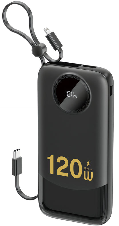Zunanja baterija Dudao K13, 10000mAh, 120W, QC + PD, 1 x Lightning - 1 x USB-A - 2 x USB-C, Črna