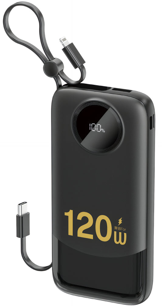 Dudao K13 External Battery, 10000mAh, 120W, QC + PD, 1 x Lightning - 1 x USB-A - 2 x USB-C, Black