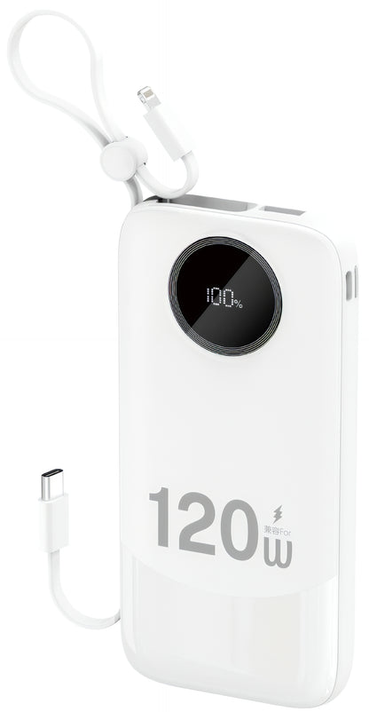 Zunanja baterija Dudao K13, 10000mAh, 120W, QC + PD, 1 x Lightning - 1 x USB-A - 2 x USB-C, Bela
