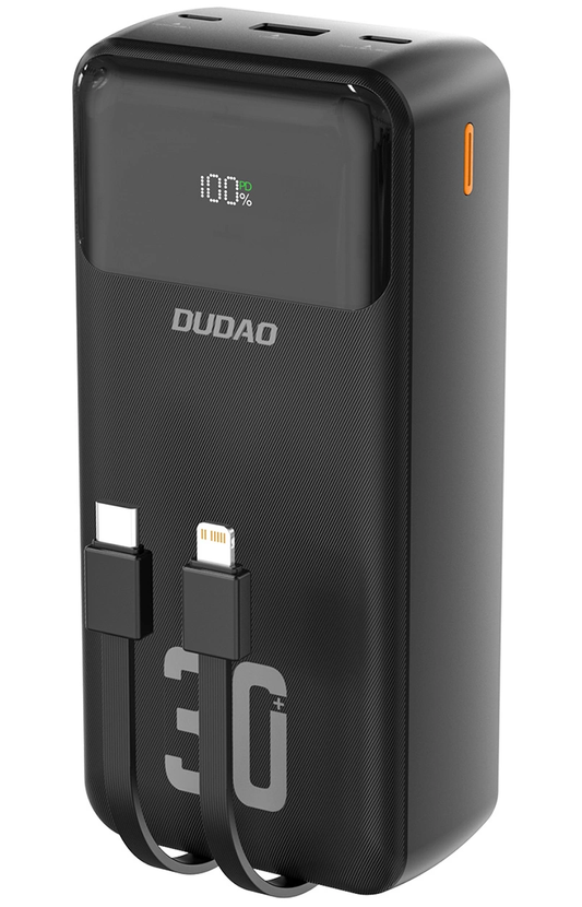 Zunanji akumulator Dudao K15MAX, 30000mAh, 22,5W, QC + PD, 1 x USB-A - 2 x Lightning - 2 x USB-C, Črn