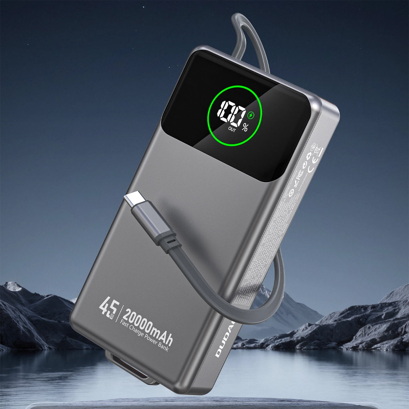 Zunanji akumulator Dudao K31 Pro, 20000mAh, 45W, QC + PD, 1 x USB-A - 2 x USB-C, Siva