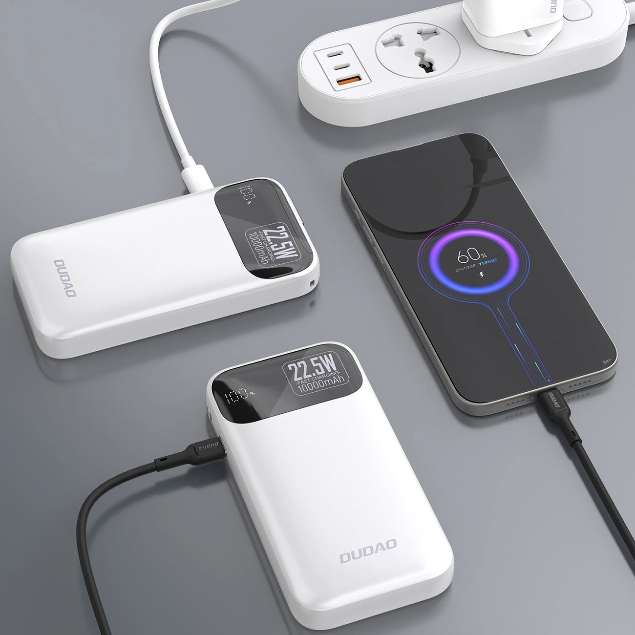 Zunanja baterija Dudao K31, 10000mAh, 22.5W, PD, 2 x USB-C, Bela