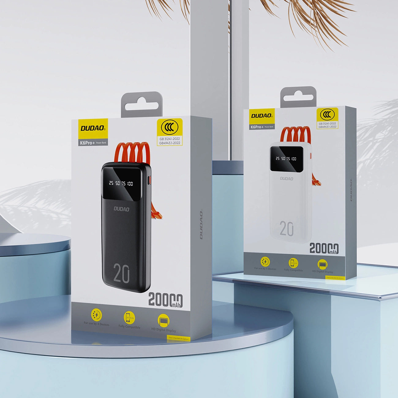 Zunanja baterija Dudao K6Pro+, 20000mAh, 10W, 1 x Lightning - 1 x microUSB - 1 x USB-A - 1 x USB-C, Črna