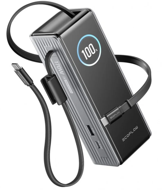 Zunanja baterija EcoFlow Rapid, 25000mAh, 170W, QC + PD, 1 x USB-A - 3 x USB-C, Siva