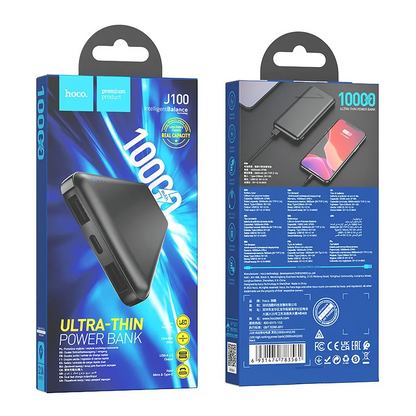 Zunanja baterija HOCO J100, 10000mAh, 10W, 2 x USB-A, črna