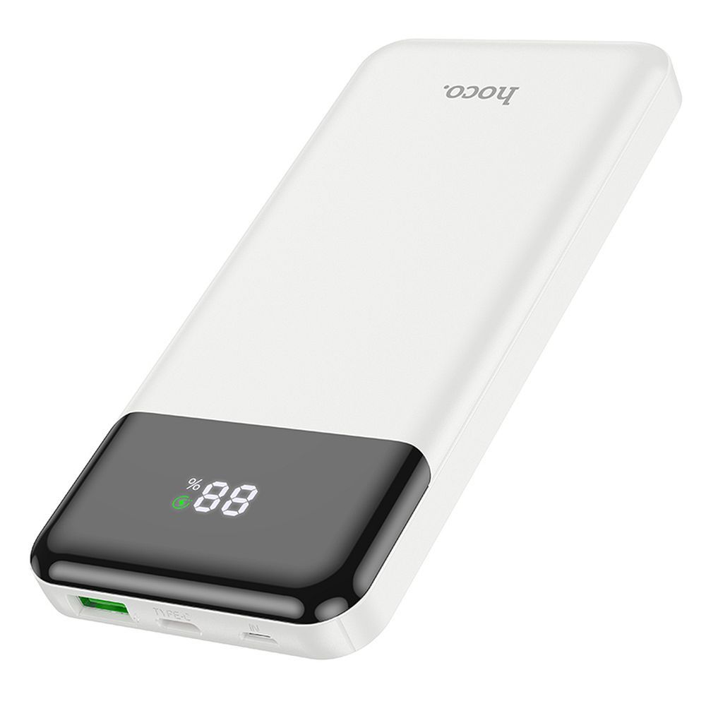 External Battery HOCO J102, 10000mAh, 20W, QC + PD, 1 x USB-A - 1 x USB-C, White