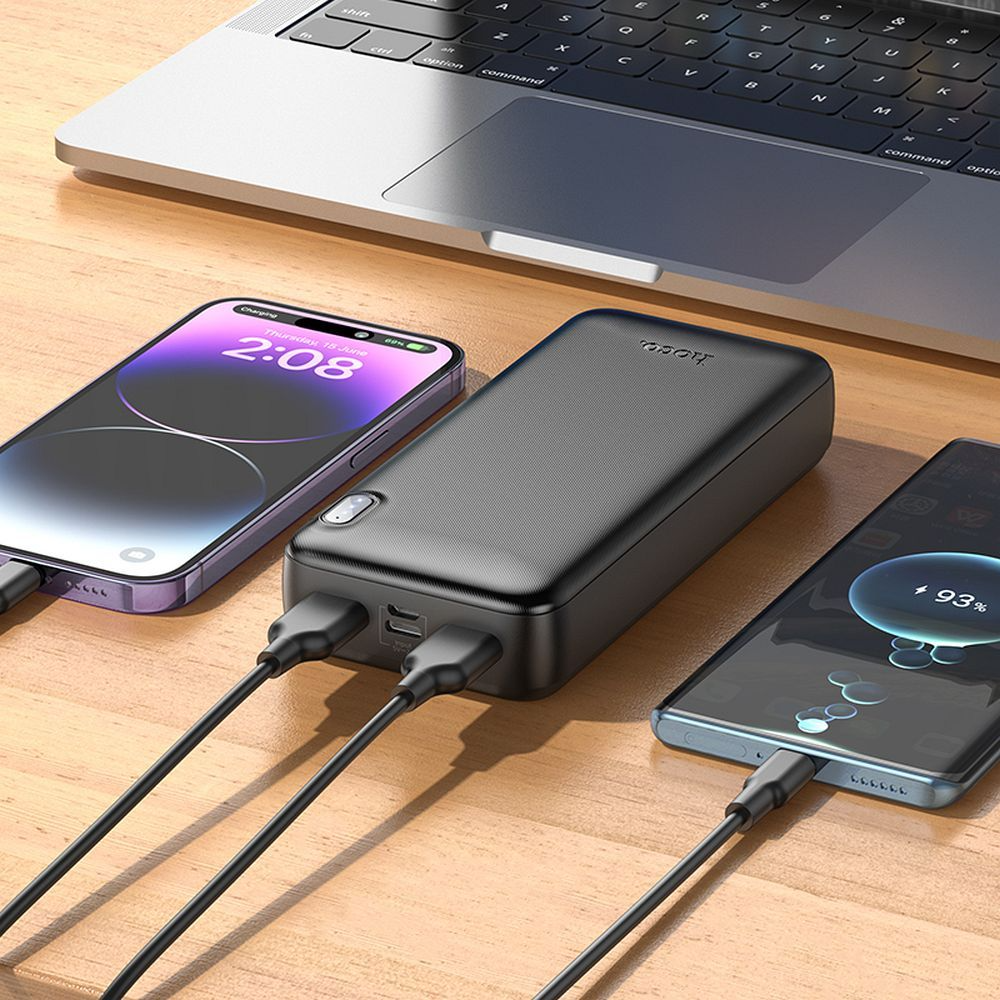 Zunanji baterijski paket HOCO J128A, 20000mAh, 10W, 2 x USB-A, Črn, Ponovno zapakiran