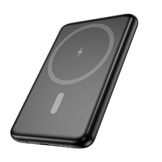 Zunanji akumulator HOCO Wireless J140A, 5000mAh, 20W, PD + QI, 1 x USB-C, Črn