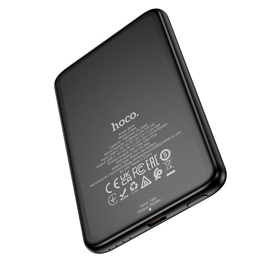 Zunanji akumulator HOCO Wireless J140A, 5000mAh, 20W, PD + QI, 1 x USB-C, Črn