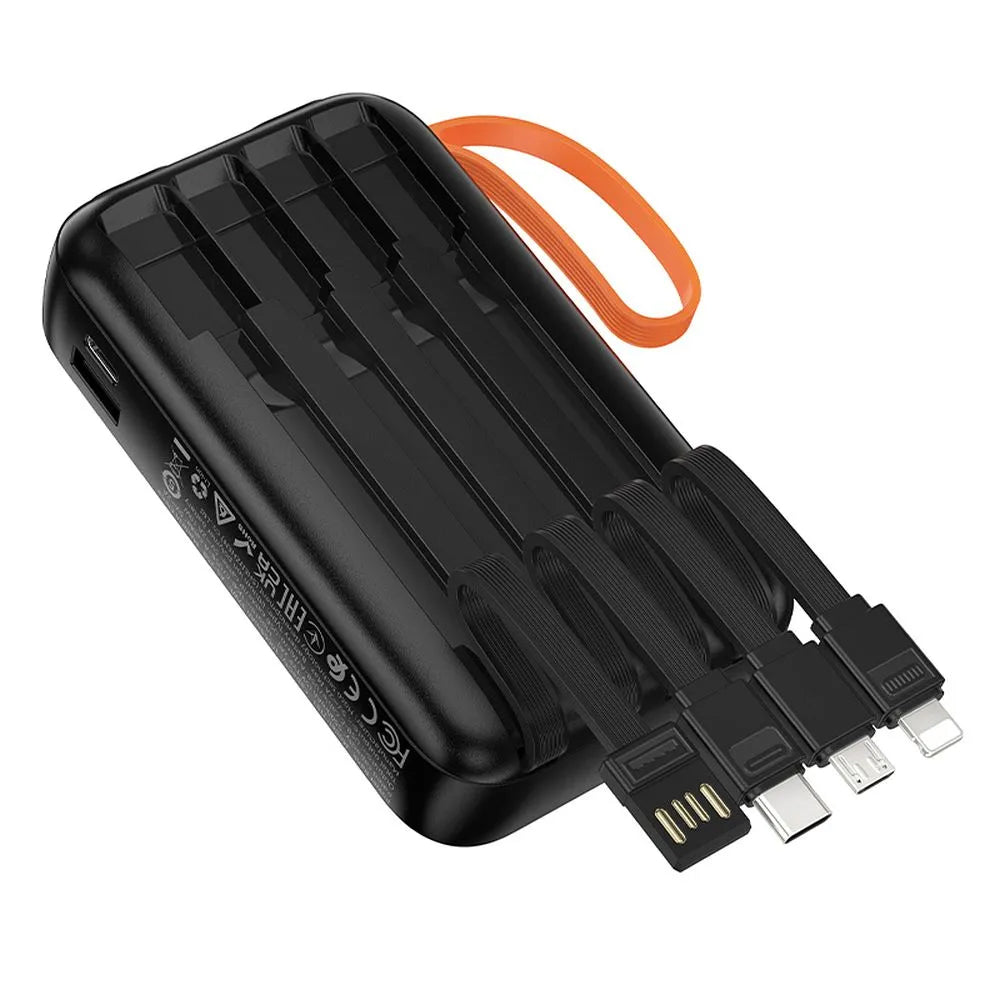 HOCO J151 External Battery, 10000mAh, 10W, 1 x Lightning - 1 x microUSB - 1 x USB-A - 1 x USB-C, Black