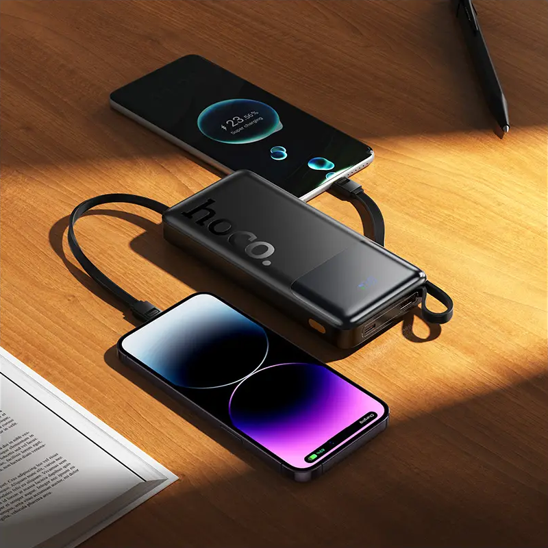 Zunanji akumulator HOCO J156 Founder, 10000mAh, 22,5W, QC + PD, 1 x Lightning - 1 x microUSB - 1 x USB-A - 2 x USB-C, Črn