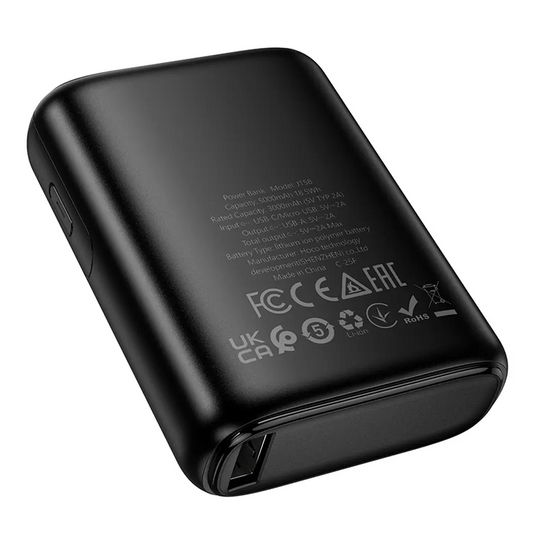 Zunanji baterijski paket HOCO J158, 5000mAh, 10W, 1 x USB-A, črn