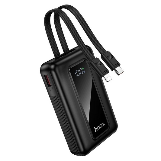 Zunanji baterijski paket HOCO J162, 10000mAh, 22.5W, QC + PD, 1 x Lightning - 1 x USB-A - 2 x USB-C, Črn