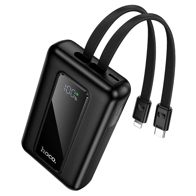 Zunanji baterijski paket HOCO J162, 10000mAh, 22.5W, QC + PD, 1 x Lightning - 1 x USB-A - 2 x USB-C, Črn